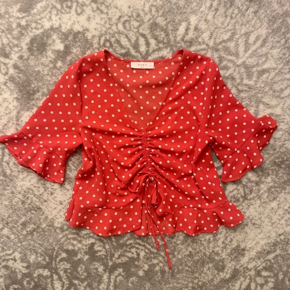 Red and White Polka Dot Blouse - Picture 6 of 6